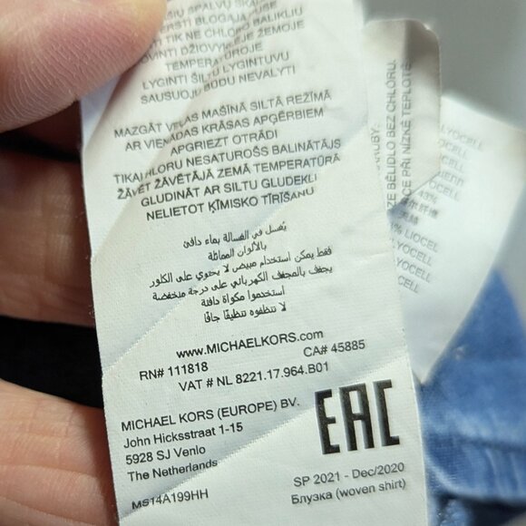 Michael Kors Size Small Denim Button Down - Picture 9 of 11